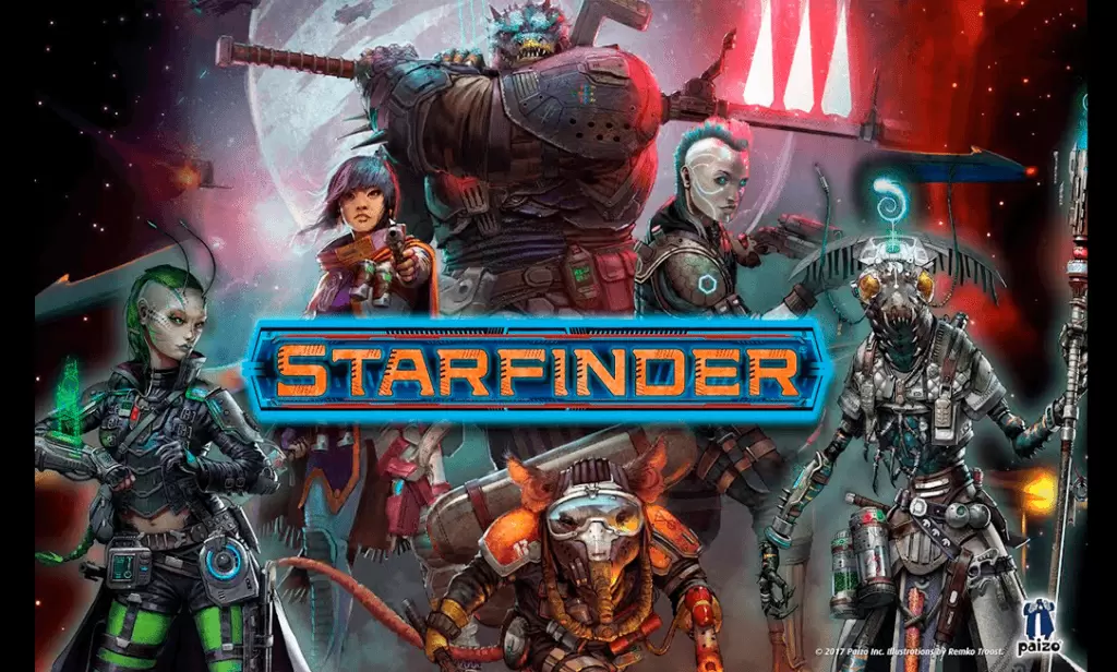 Collage de Starfinder hecho por Paizo